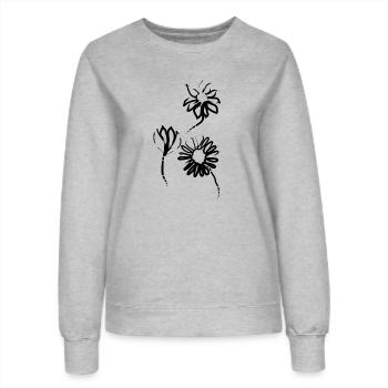 Fleurs dessinées à la main - Sweat Femme - gris chiné - Devant - AI Model Female 172 dark (172cm)