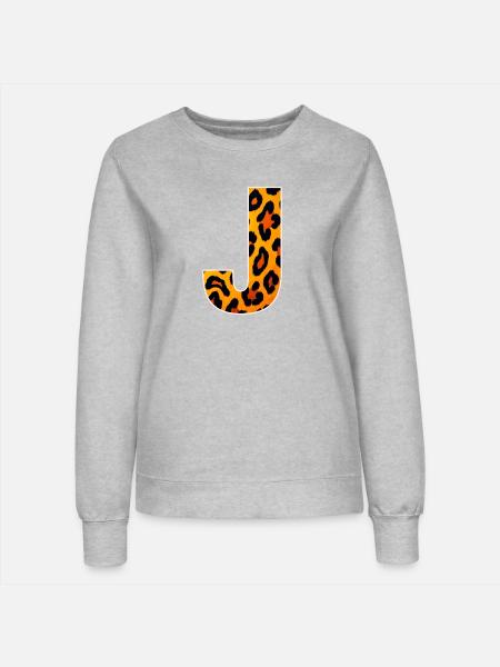 LeopardJ Buchstabe - Frauen Sweatshirt - Grau meliert