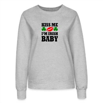 kiss me im irish baby - Women’s Sweatshirt - heather grey - Front - AI Model Female 172 dark (172cm)