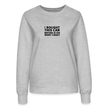 I bought this car before Elon went crazy | Musk - Frauen Sweatshirt - Grau meliert - Vorne - AI Model Female 172 dark (172cm)