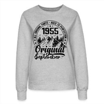 1955 September Original 69 Jahre altes Geburtstagsgeschenk - Frauen Sweatshirt - Grau meliert - Vorne - AI Model Female 172 dark (172cm)