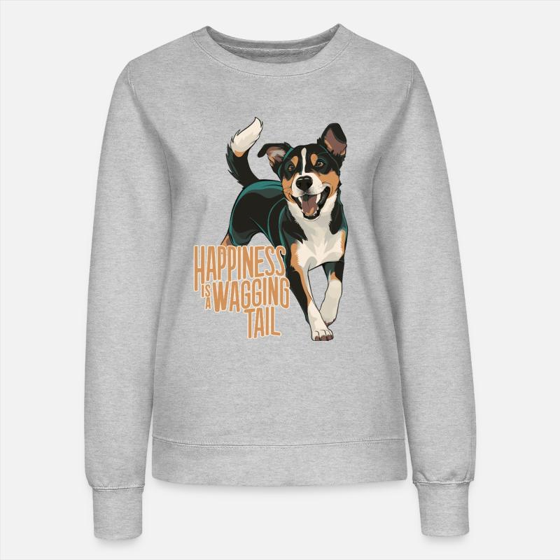 Happiness Is A Wagging Tail Dog Design - Women’s Sweatshirt - heather grey