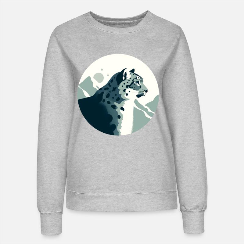 Schneeleopard - Frauen Sweatshirt - Grau meliert