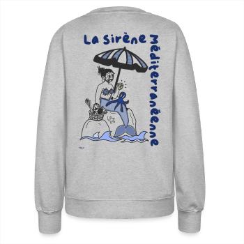 The Mediterranean mermaid, retro style - Women’s Sweatshirt - heather grey - Back - AI Model Female 172 dark (172cm)