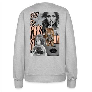 Collage Leopard Print Hoodie Stockholm Stylel - Women’s Sweatshirt - heather grey - Back - AI Model Female 172 dark (172cm)