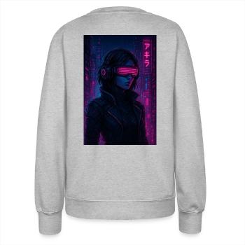 Cyberpunk Neon Pilot - Frauen Sweatshirt - Grau meliert - Hinten - AI Model Female 172 dark (172cm)