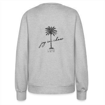 joy in chaos - Frauen Sweatshirt - Grau meliert - Hinten - AI Model Female 172 dark (172cm)