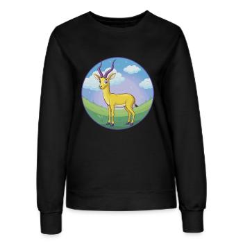 Impala Niedliche Kawaii Cartoon Clipart Tier Haustier - Frauen Sweatshirt - Schwarz - Vorne - AI Model Female 172 light (172cm)