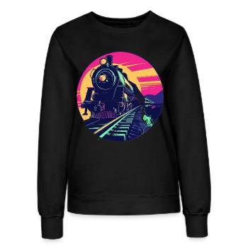 Eisenbahn Illustration - Frauen Sweatshirt - Schwarz - Vorne - AI Model Female 172 light (172cm)