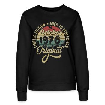 Octobre 1976 Anniversaire Octobre 1976 Octobre - Sweat Femme - noir - Devant - AI Model Female 172 light (172cm)