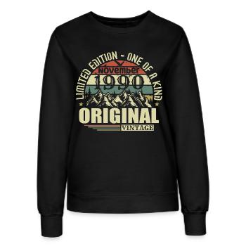 Anniversaire novembre 1990 - Sweat Femme - noir - Devant - AI Model Female 172 light (172cm)