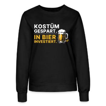 Kostüm gespart, in Bier investiert Spruch Karneval - Frauen Sweatshirt - Schwarz - Vorne - AI Model Female 172 light (172cm)