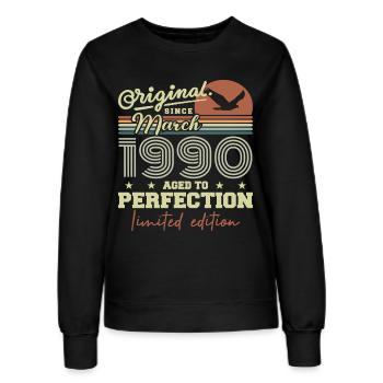 Anniversaire Mars 1990 - Sweat Femme - noir - Devant - AI Model Female 172 light (172cm)