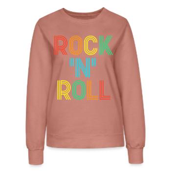 Rock'N'Roll Multicolored Retro Neon Text - Women’s Sweatshirt - dusky rose - Front - AI Model Female 172 dark (172cm)