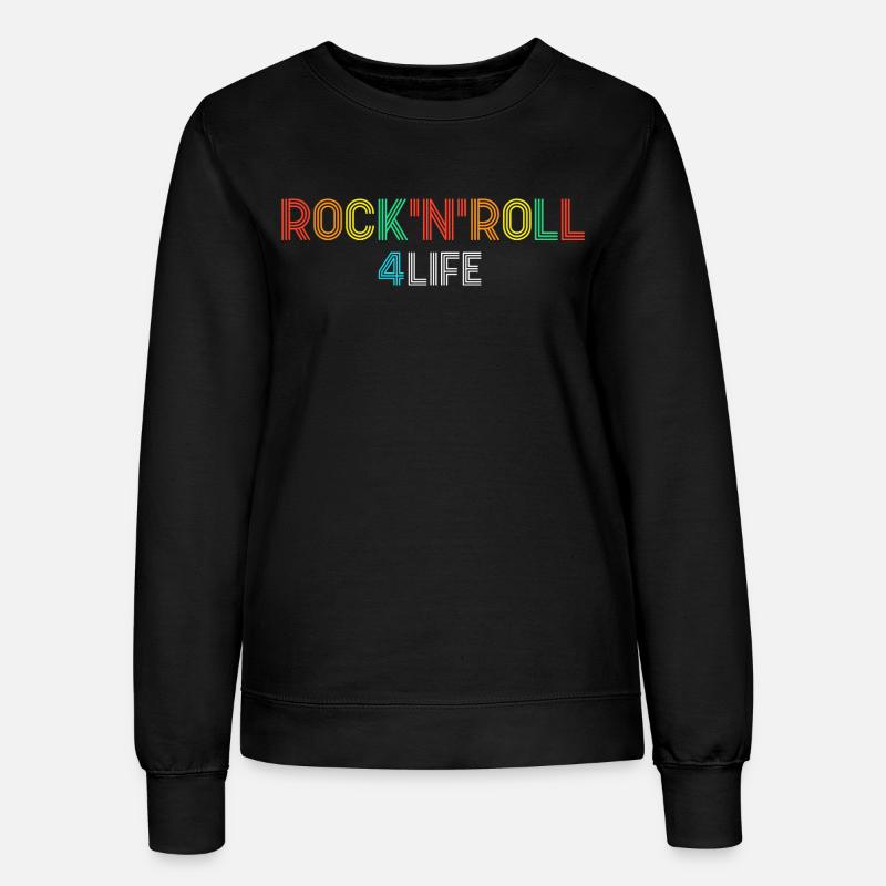 Rock'N'Roll 4 Life Retro Neon Text - Women’s Sweatshirt - black