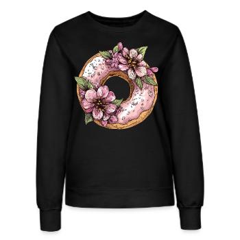 Donut mit Blüten - Frauen Sweatshirt - Schwarz - Vorne - AI Model Female 172 light (172cm)