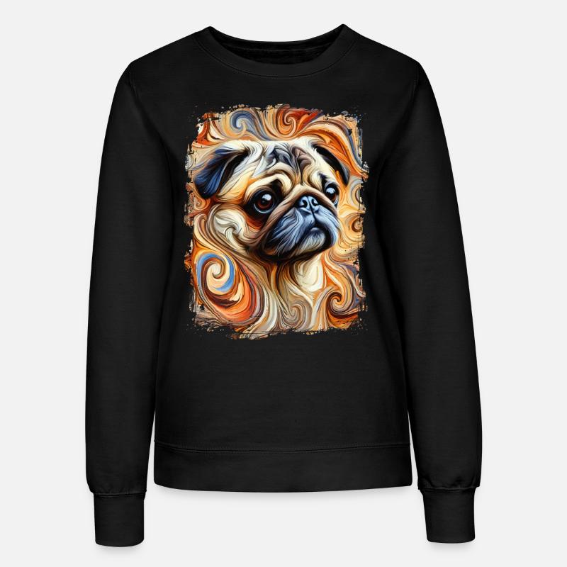 Mops im kunstvollen und abstrakten Stil - Frauen Sweatshirt - Schwarz