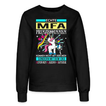 MFA Prinzessin - Einhorn Kardio Glitzer - Frauen Sweatshirt - Schwarz - Vorne - AI Model Female 172 light (172cm)