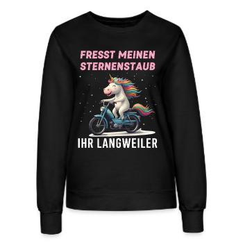 Einhorn Moped Tour - Frauen Sweatshirt - Schwarz - Vorne - AI Model Female 172 light (172cm)