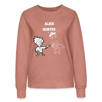 Chasseur d’extraterrestres 2.0 - Sweat Femme - rose poudré - Devant - AI Model Female 172 dark (172cm)
