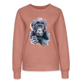 Gorille - Sweat Femme - rose poudré - Devant - AI Model Female 172 dark (172cm)