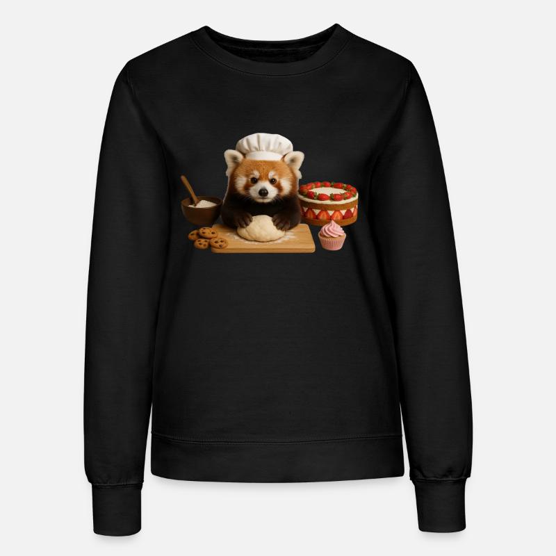 Red Panda Baking Cake Bread - Women’s Sweatshirt - black