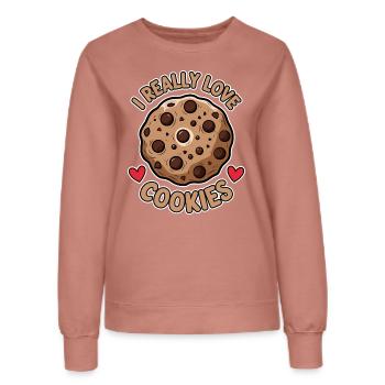 Cookies Disant Biscuits au Chocolat Cadeau de Cookie Drôle - Sweat Femme - rose poudré - Devant - AI Model Female 172 dark (172cm)