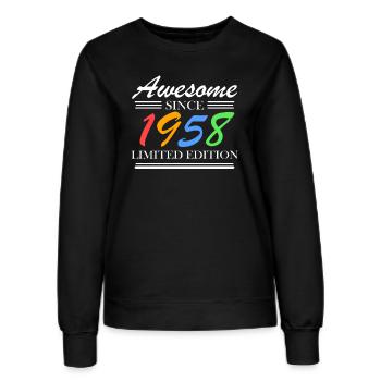 1958 - Born 1958 - Women’s Sweatshirt - black - Front - AI Model Female 172 light (172cm)