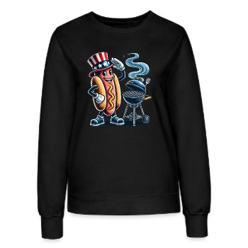 Smokin Hot BBQ Retro Hot Dog Design - Frauen Sweatshirt - Schwarz - Vorne - AI Model Female 172 light (172cm)