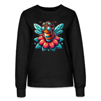 Abeille aviatrice mignonne sur la conception de la fleur - Sweat Femme - noir - Devant - AI Model Female 172 light (172cm)