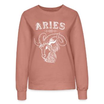 Aries Sternzeichen Widder - Frauen Sweatshirt - Altrosa - Vorne - AI Model Female 172 dark (172cm)