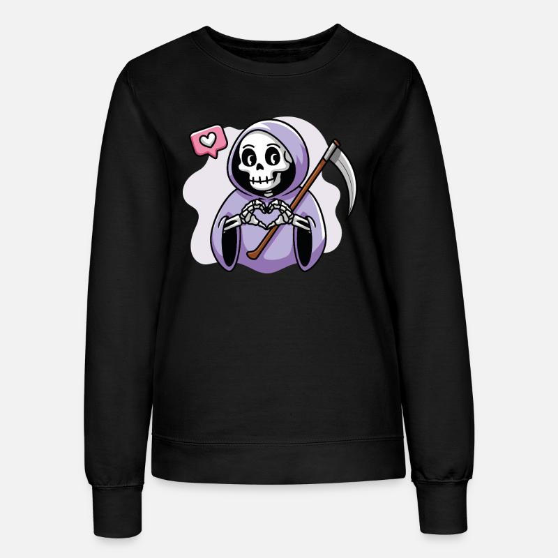 Cute Grim Reaper with Heart Hands - Women’s Sweatshirt - black