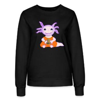 Kultiger Axolot, Baby, mit goldenem Ei - Frauen Sweatshirt - Schwarz - Vorne - AI Model Female 172 light (172cm)