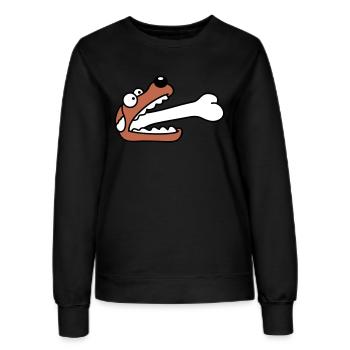 Hund Gierig Hungrig Großer Knochen Verschluckt - Frauen Sweatshirt - Schwarz - Vorne - AI Model Female 172 light (172cm)