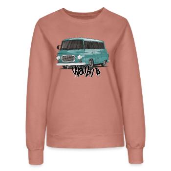 Barkas B1000 // Illustration - Sweat Femme - rose poudré - Devant - AI Model Female 172 dark (172cm)