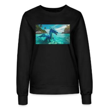 Ein realistischer blauer Wasserdrache im Türkis - Frauen Sweatshirt - Schwarz - Vorne - AI Model Female 172 light (172cm)