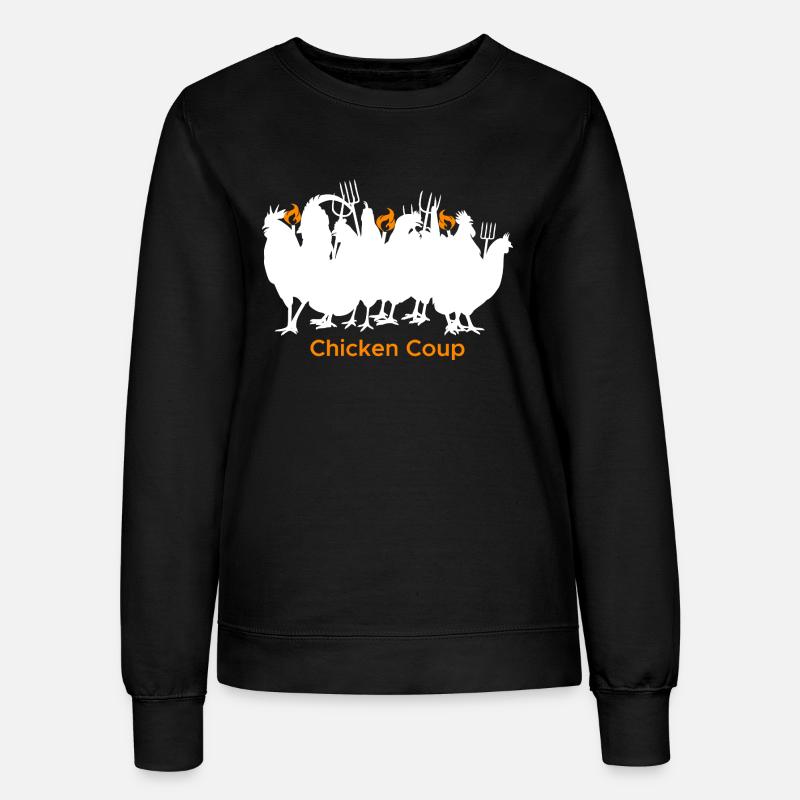 Chicken Coup - White Chickens on Black - Women’s Sweatshirt - black