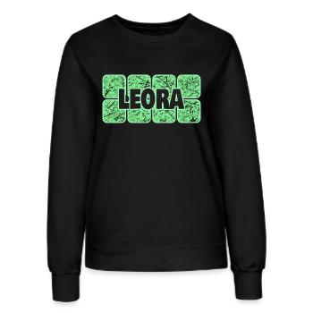 First name Leora - Women’s Sweatshirt - black - Front - AI Model Female 172 light (172cm)