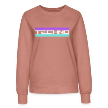 Techno Love Citation Dire Musique Fête Célébrer Logo - Sweat Femme - rose poudré - Devant - AI Model Female 172 dark (172cm)