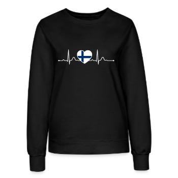 Finnland Herzlinie Herzschlag Skandinavien Urlaub - Frauen Sweatshirt - Schwarz - Vorne - AI Model Female 172 light (172cm)