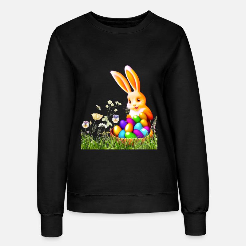 Easter bunny with colorful eggs - Women’s Sweatshirt - black