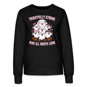 Mois de la sensibilisation au cancer du sein Halloween Mignon fantôme - Sweat Femme - noir - Devant - AI Model Female 172 light (172cm)
