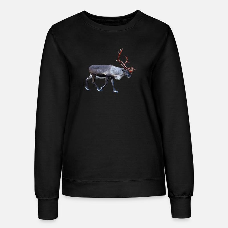 Magical deer with reindeer antler details - Women’s Sweatshirt - black