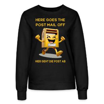 Here goes the post mail off. Hier geht die Post ab - Frauen Sweatshirt - Schwarz - Vorne - AI Model Female 172 light (172cm)