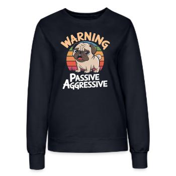 Vorsicht: Passiv Aggressiv Mops Retro Stil - Frauen Sweatshirt - Navy - Vorne - AI Model Female 172 light (172cm)