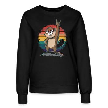 Cooler Biber Mit Sonnenbrille Auf Regenbogen - Frauen Sweatshirt - Schwarz - Vorne - AI Model Female 172 light (172cm)