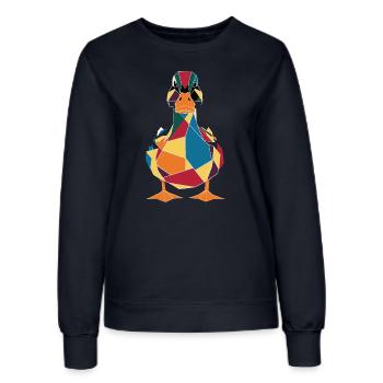 Style canard géométrique coloré pour les amateurs d’art - Sweat Femme - marine - Devant - AI Model Female 172 light (172cm)