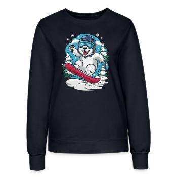 Snowboardender Eisbär Im Winterwald - Frauen Sweatshirt - Navy - Vorne - AI Model Female 172 light (172cm)