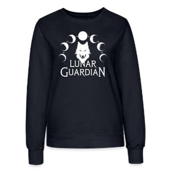 Lunar Guardian Wolf mit Mondphasen - Frauen Sweatshirt - Navy - Vorne - AI Model Female 172 light (172cm)