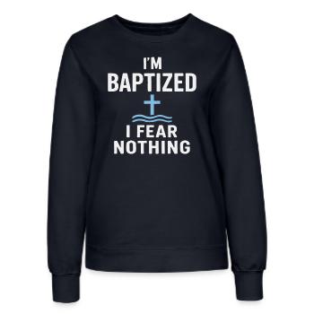 Ich Bin Getauft Fürchte Nichts - Frauen Sweatshirt - Navy - Vorne - AI Model Female 172 light (172cm)
